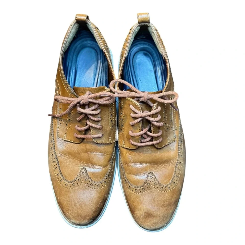 Cole Haan Grand.OS Shoes Mens Size 10.5‎ Brown Leather Wingtip Sneakers C26930